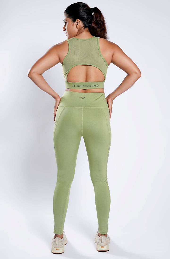 Premium Girl On The Run Mesh Leggings - MATCHA