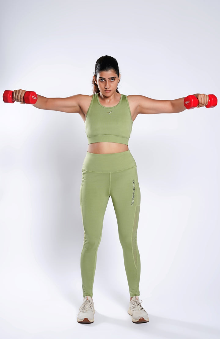 Premium Girl On The Run Mesh Leggings - MATCHA