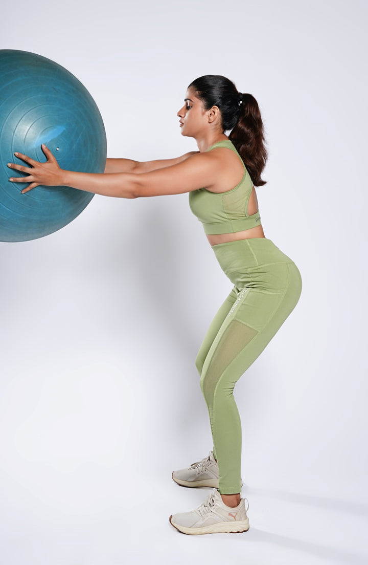 Premium Girl On The Run Mesh Leggings - MATCHA