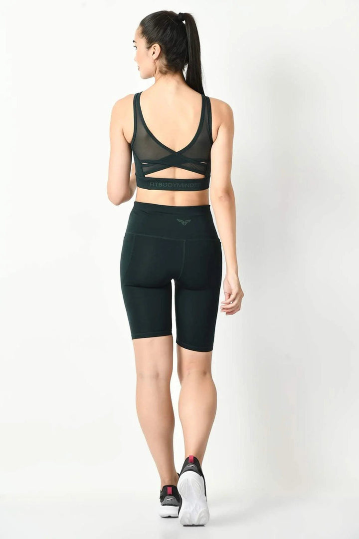 Crossover Dark Green Sports Bra (1)