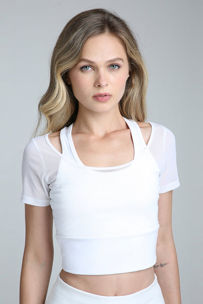 HYBRID MESH T-bra - White
