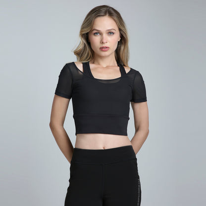 HYBRID MESH BLACK TEE