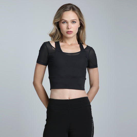 HYBRID MESH BLACK TEE