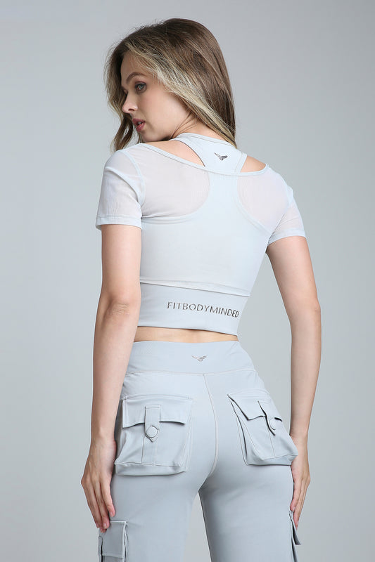 HYBRID MESH T-bra - Grey
