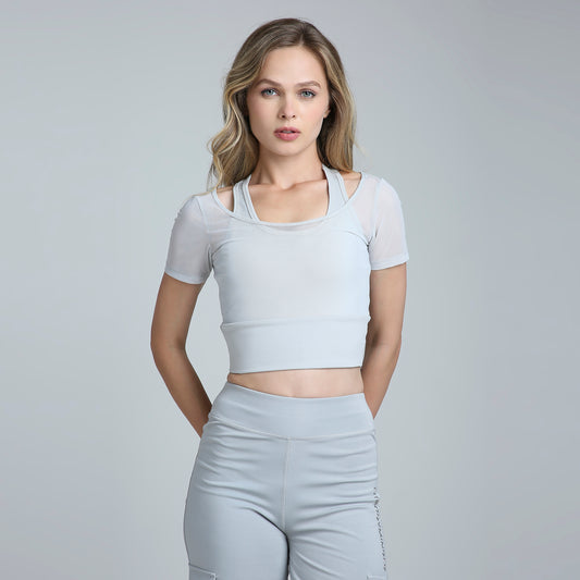 HYBRID MESH GREY TEE