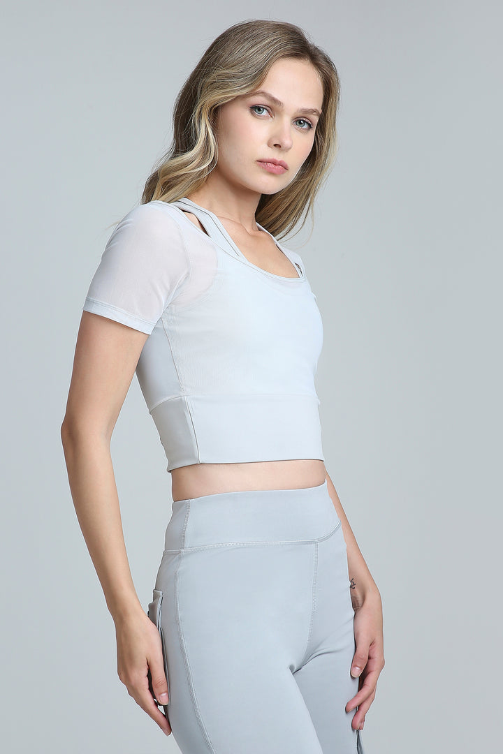 HYBRID MESH T-bra - Grey