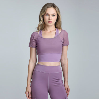 HYBRID MESH LAVENDER TEE