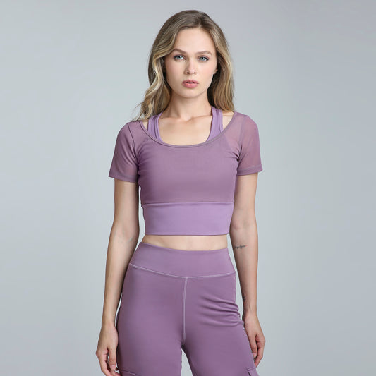 HYBRID MESH LAVENDER TEE
