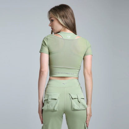 HYBRID MESH SAGE GREEN TEE