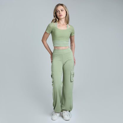 HYBRID MESH SAGE GREEN TEE