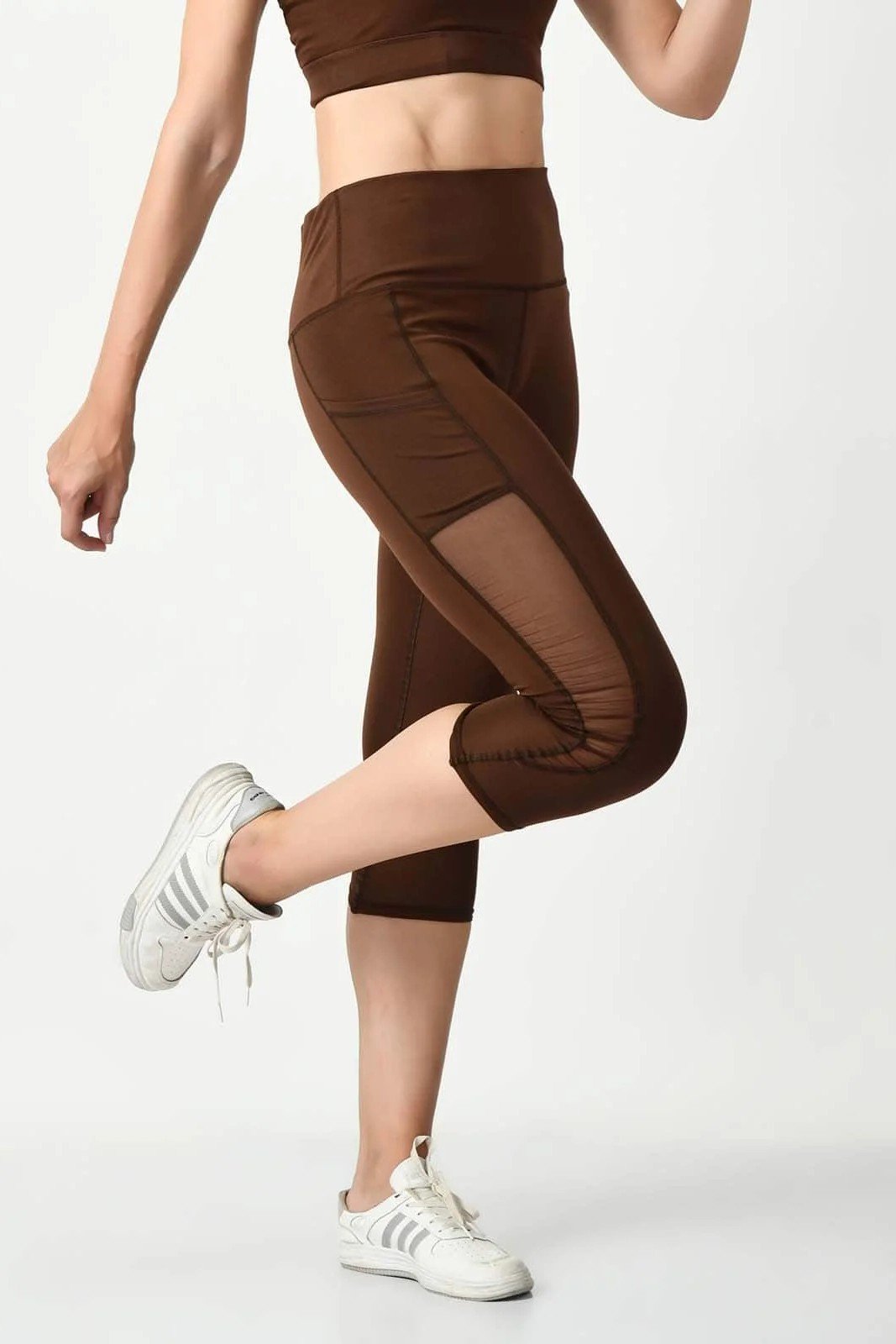 Girl On The Run Mesh Coffee Brown Leggings (3)