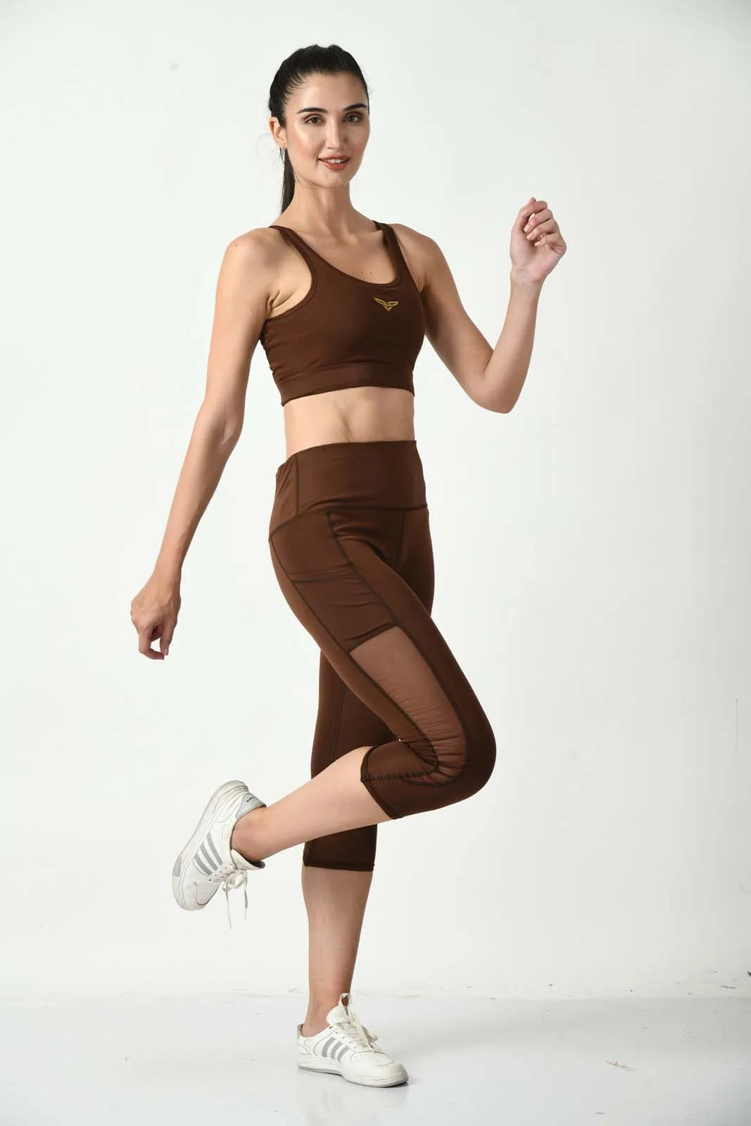 Girl On The Run Mesh Coffee Brown Leggings (6)