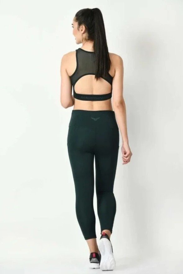 Girl On The Run Mesh Dark Green Leggings (5)