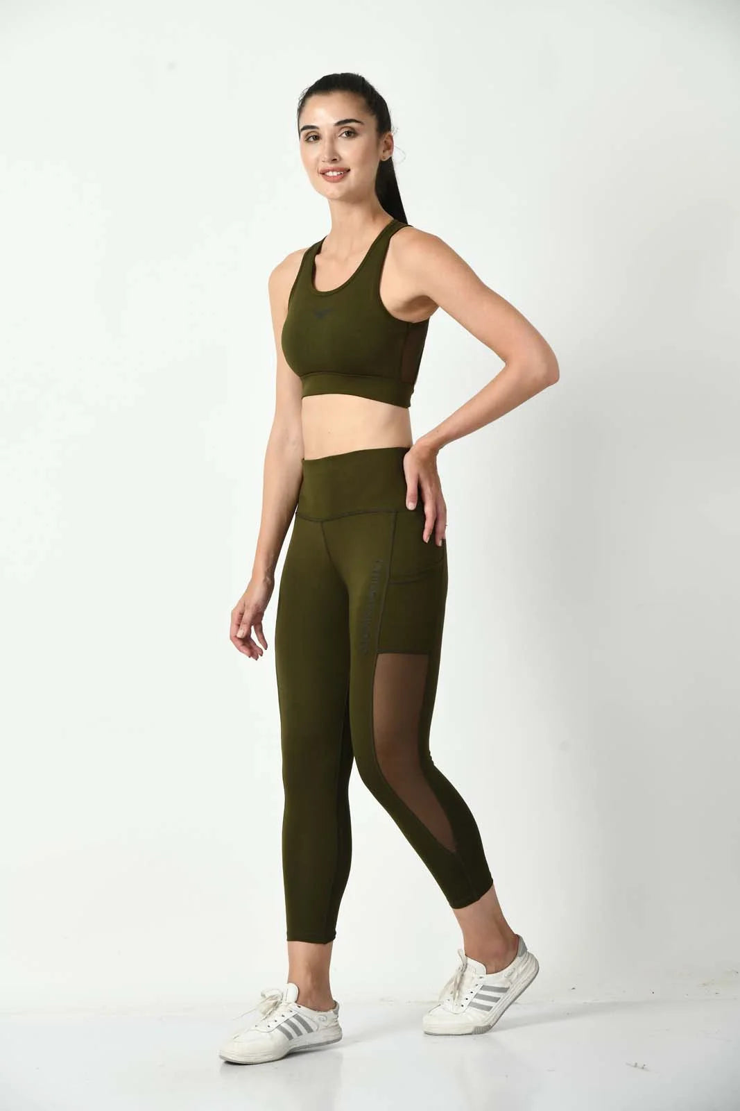 Girl On The Run Mesh Olive Green Leggings (6)