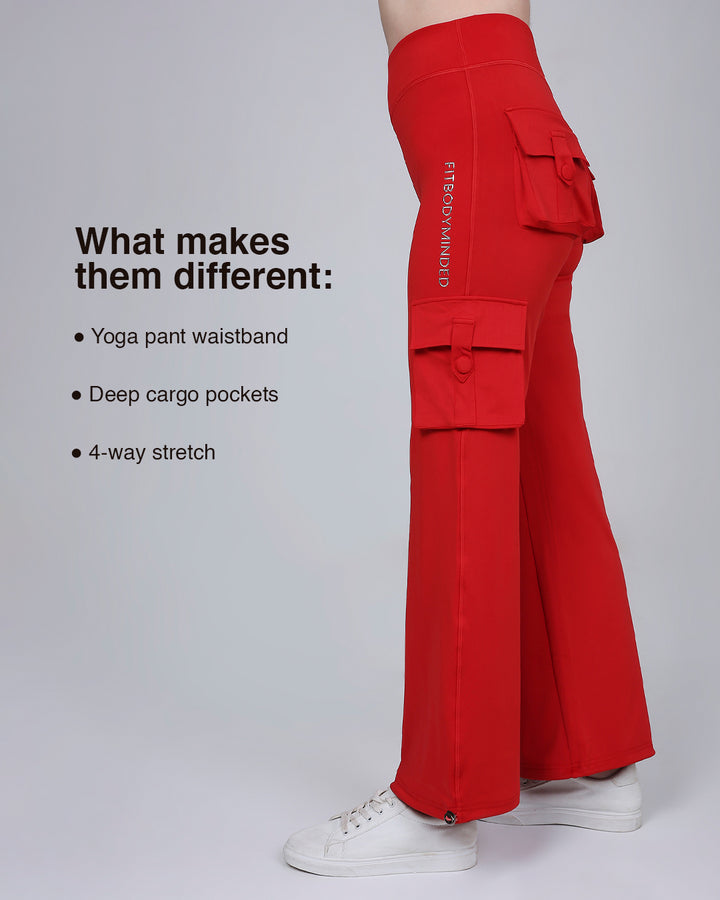 HYBRID CARGO PANTS - FIRE RED