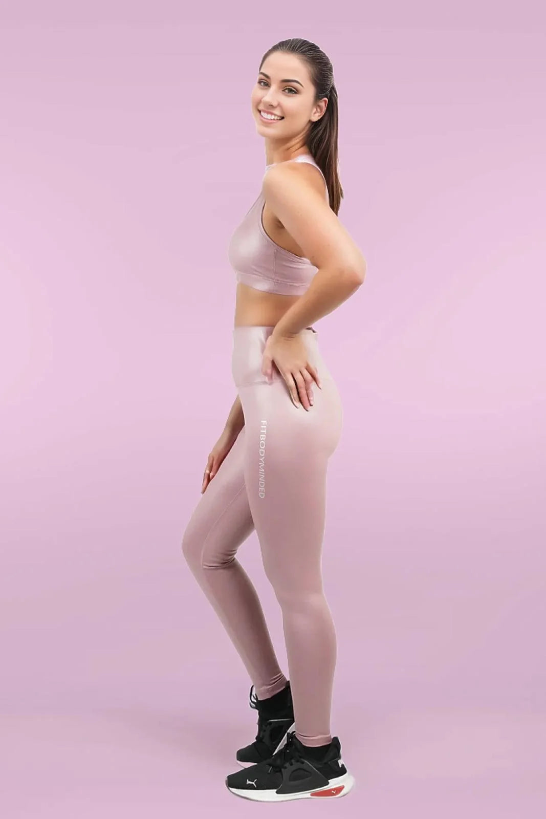 Shimmer Leatherette Pink Leggings (2)