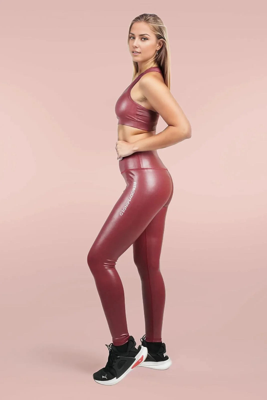 Shimmer Leatherette Red Leggings (3)