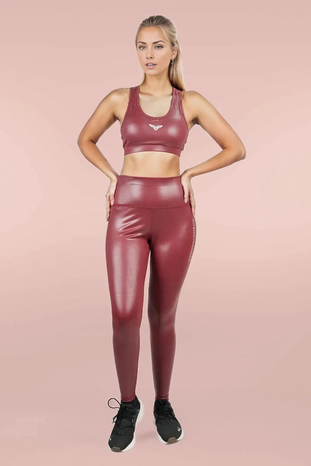 Shimmer Leatherette Red Leggings (4)