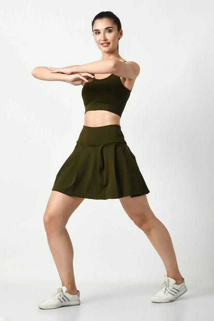 The Ideal Fusion Olive Green Skort (6)