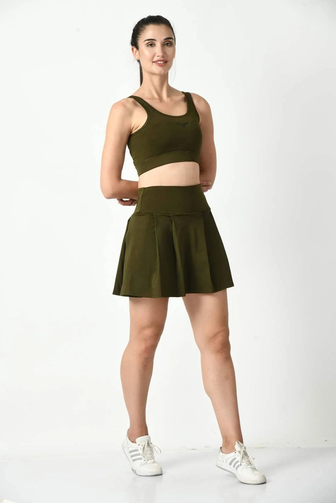 The Ideal Fusion Olive Green Skort (7)