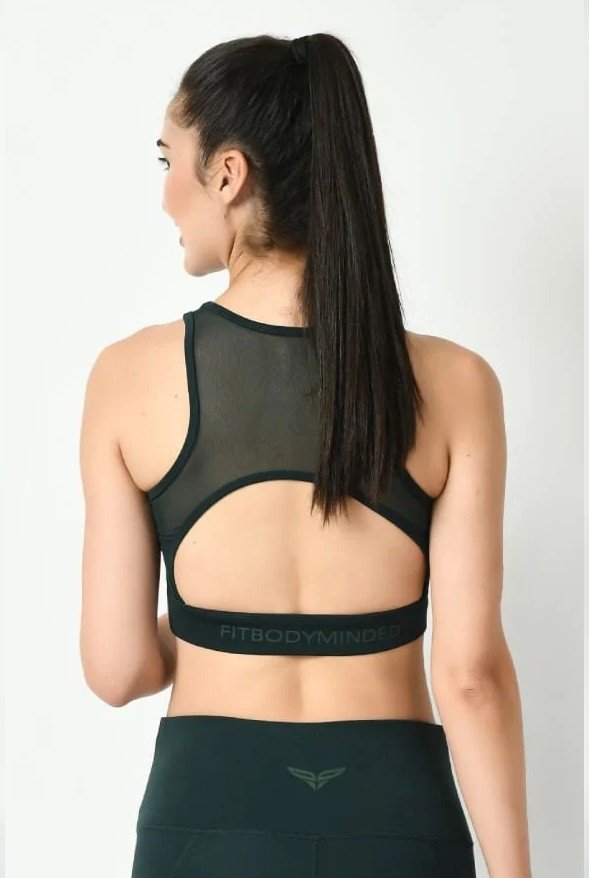 U Shaped Sports Bra Dark Green (1)