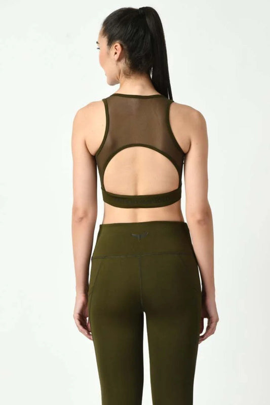 U Shaped Sports Bra Olive Green (1)